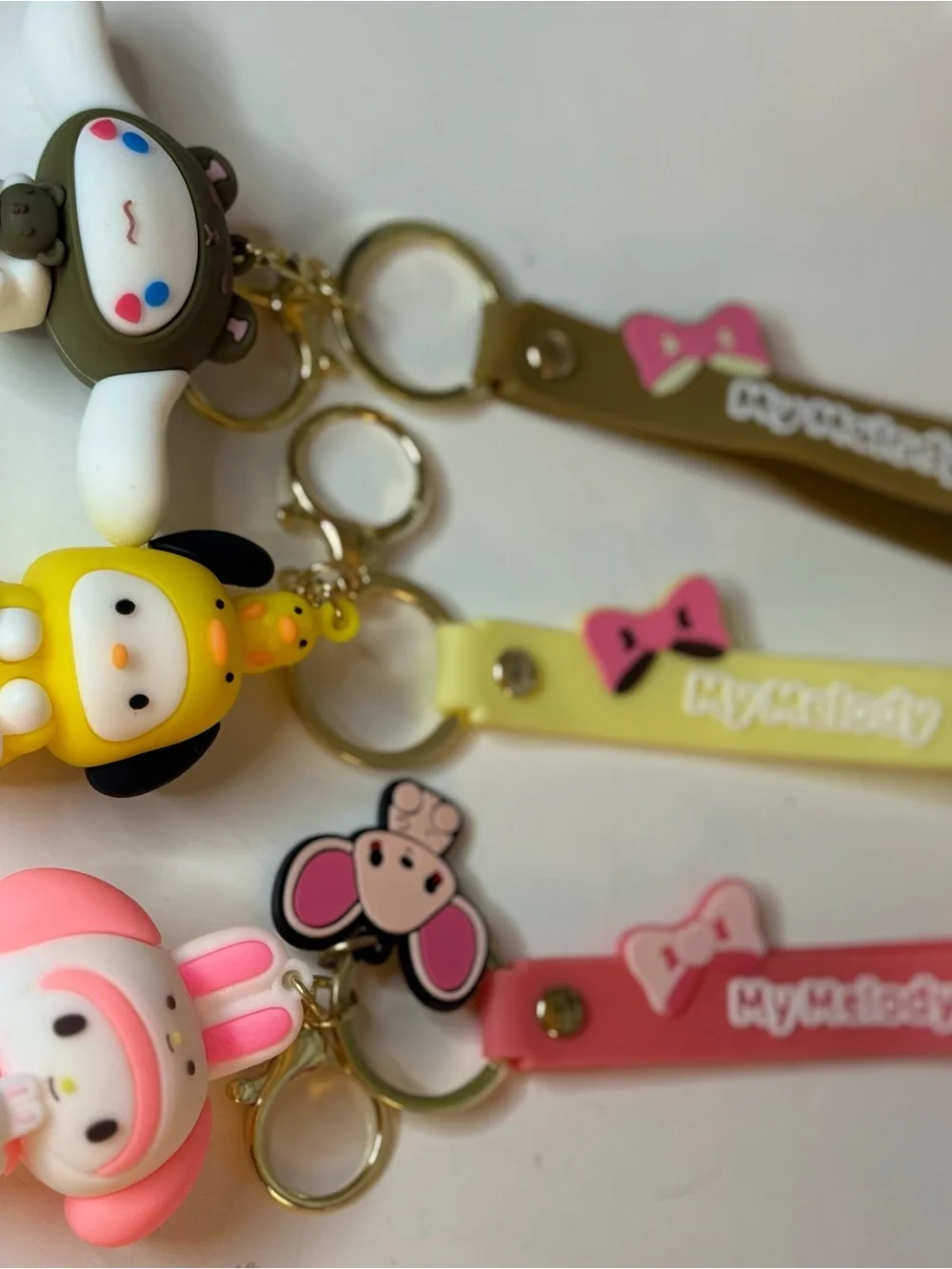 Sanrio My Melody Trio Keychain Set - Brown, Yellow, Pink